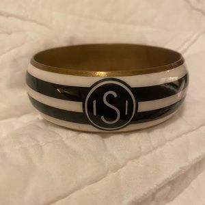 Mud Pie-Black and white bangle with S